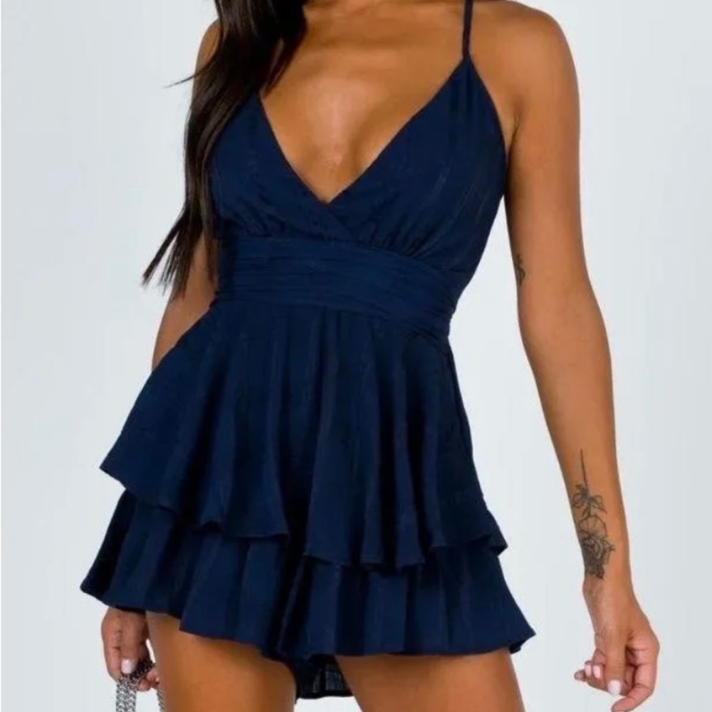 Navy Ruffle Romper (never worn!)